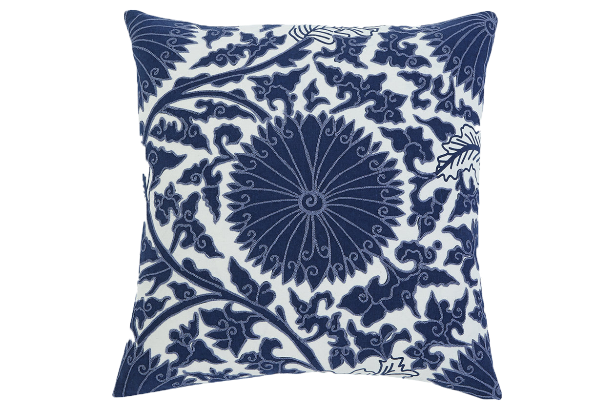 Navy Blue pillow with a bohemian pattern.